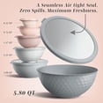 thumbnail image 3 of Mixing Bowls with Lids - 12 Piece Plastic Nesting Bowls Set includes 6 Prep Bowls and 6 Lids, Non Slip Bottom and Embossed Design - Microwave Safe (Pink), 3 of 9