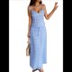thumbnail image 1 of Conjunto de 2 Piezas para Mujer, Estilo Casual, con Falda Larga y Tirantes para Salir A la Playa. Azul M, 1 of 7
