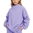 thumbnail image 2 of LUGOGNE Boys Girls Sweatshirt Mock Neck Pullover Sweatshirt Soft Fall Winter Casual Drop Shoulder Tops Kids Back to School Basic Outfits, 2 of 9