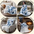 thumbnail image 6 of White Blue Flower Throw Blanket for Couch,Soft Lightweight Flannel Fleece Blanket,Vintage Pastoral Floral Petals Spring Microfiber Plush All Season Decorative Blankets for Sofa Office Travel 40"x50", 6 of 9