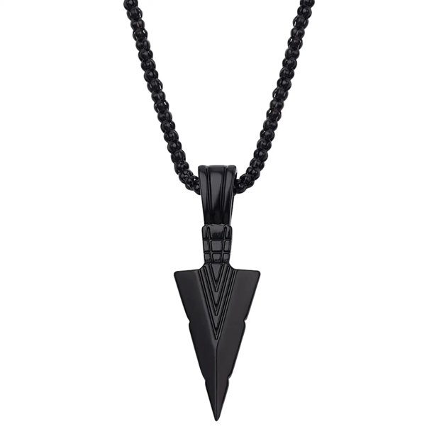 Collar largo de metal con forma de triángulo para hombre, colgante negro, cadena de joyería, fiesta de Hip Hop