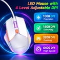 thumbnail image 4 of Wired RGB Keyboard and Mouse Combo, Mechanical Feel Anti-ghosting Keyboard and 6400 DPI Mouse, USB Plug & Play, for PC Laptop Mac Office Gaming (White), 4 of 9