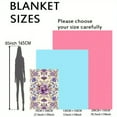 thumbnail image 3 of Soft Flannel Blanket with Purple Flowers Print - Lightweight, Warm Throw for Bed, Sofa, Office, Camping, and Travel - All-Season Comfort, Polyester, 200-250g, 3 of 6