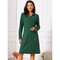 thumbnail image 4 of DARING DIVA Vintage Plaid Long Sleeve Check Knee Length Shirt Dress M Dark Green, 4 of 8