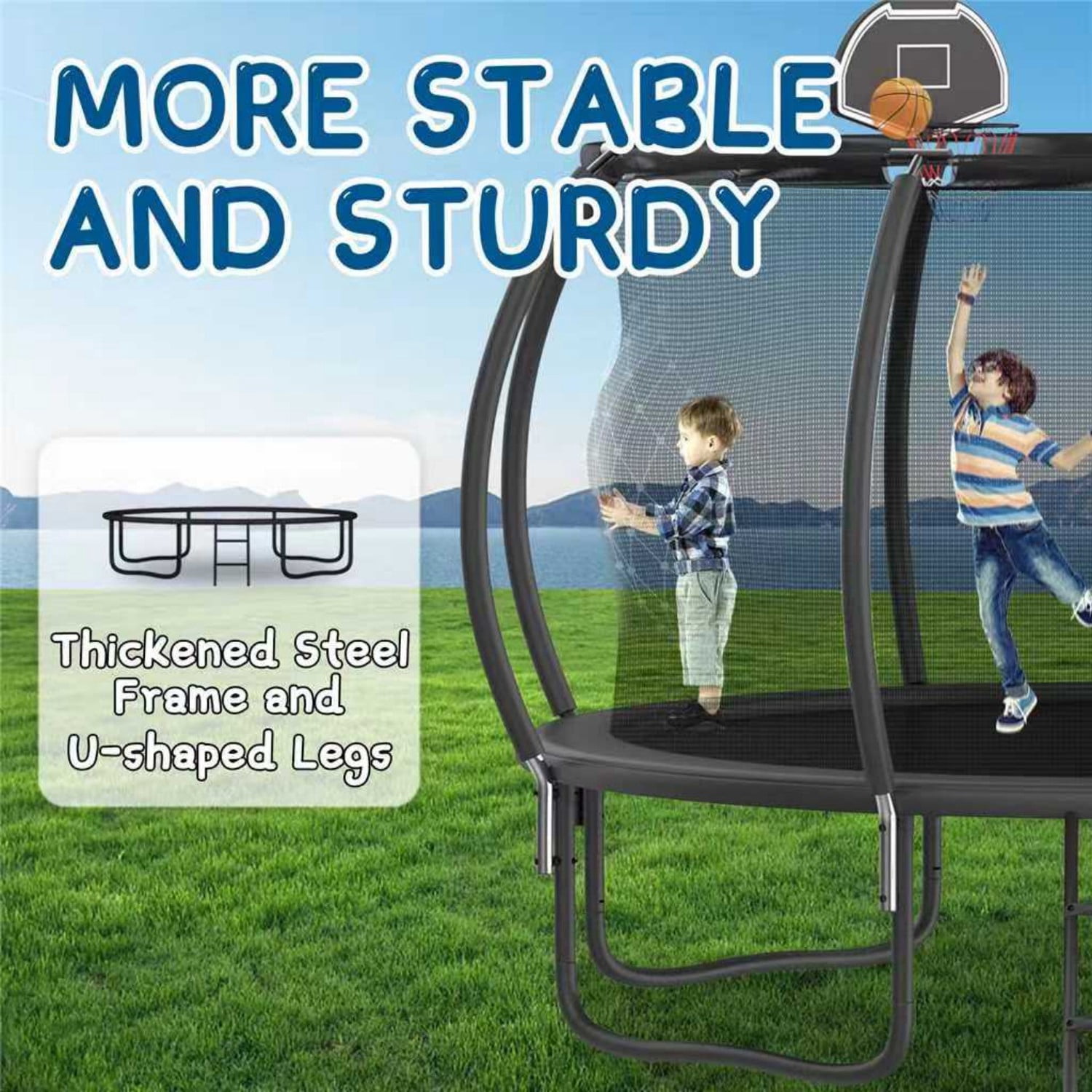 Shengchao Trade 12FT Round Backyard Trampoline with Safety Enclosure Net and T-Hook