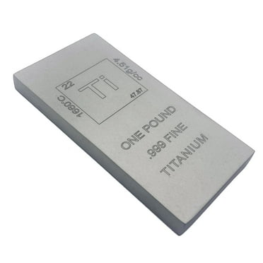 Titanium Bar Bullion Paperweight 1lb with Periodic Table Element Design, Laser Engraved Ti Bar Flat Bar Metal Gift for Commemorative Collectors and Niche Decorations