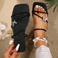 thumbnail image 5 of Xfvqtps Womens Slippers Large Size Simplicity Three Straps Butterfly Rhinestone Bling Shine Flat Bottomed Square Open Toe Breathable Comfortable Non-Slip Summer Casual Slippers Black, 5 of 7