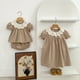 thumbnail image 3 of Vestido de princesa con cuello de encaje para niña, vestidos de estilo coreano con mangas abullonadas, camisa para muñeca bebé, conjunto Bloomer, traje para hermanas, 3 of 6