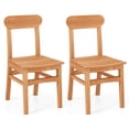 thumbnail image 1 of Costway 2 PCS Patio Teak Wood Chair Wooden Armless Dining Chair with Slatted Seat, 1 of 8