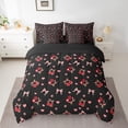 thumbnail image 2 of Feelyou Black Pink Bow Bedding Comforter Set 7 Pieces, Cute Cartoon Love Heart Full Bedding Set, Teens Kids Girls Women Reversible Fitted Sheet Flat Sheet, Breathable Home Decor, 2 of 8