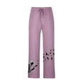 thumbnail image 7 of IROINNID Drawstring Pants for Men Summer Cotton Linen Wide Leg Pants Elastic Waist Printed Leisure Sports Holiday Pants,Purple, 7 of 7