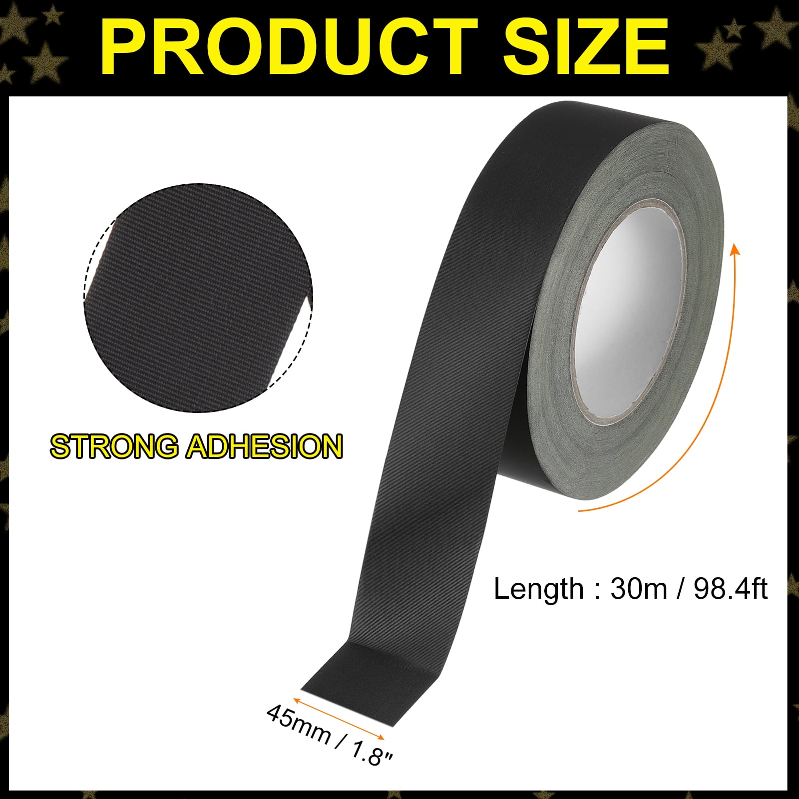 Uxcell Insulating Acetate Cloth Adhesive Tape, 1.8in x 98ft Black Electrical Heat Resistant Fabric Tape with Paper, 2Pcs