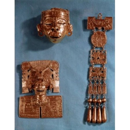 Mixtec Gold Pendants Monte Alban Oaxaca Mexico Pre-Columbian Poster Print - 18 x 24 in.
