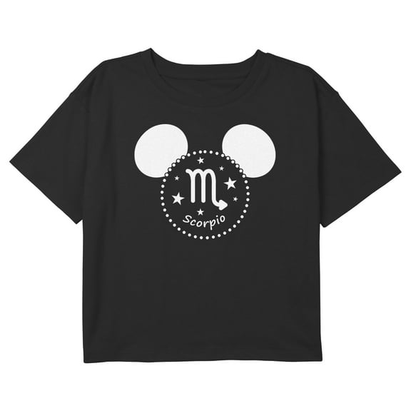 Girl's Mickey & Friends Scorpio Mousey Silhouette Graphic Cropped T-Shirt Black Small