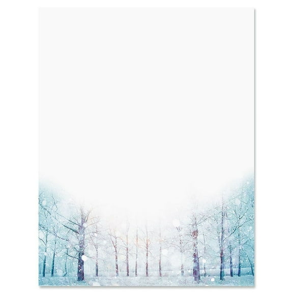 Winter forest Christmas Letter Papers - Set of 25 Christmas stationery papers are 8 1/2" x 11", compatible computer paper