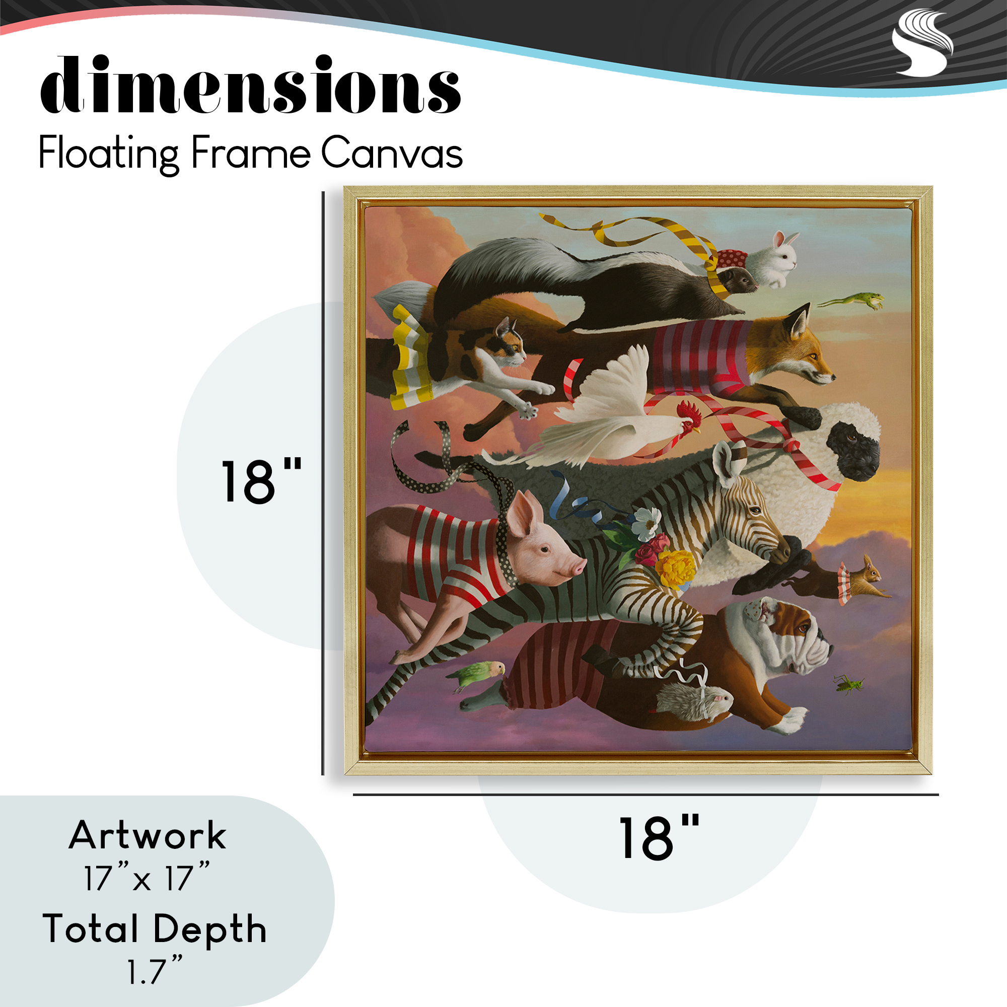 Thick As Thieves Animals Gold Framed Floater Canvas Wall Art, design by Heather Gauthier