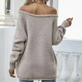 thumbnail image 6 of LYXSSBYX Women Fall Sweaters for Women 2022 Hot Sale Clearance Women's Hedging O-Neck Loose Solid Color Temperament Long Sleeve Strapless Sexy Knitting Tops Sweater, 6 of 9