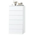 thumbnail image 2 of Homfa Commode Blanche à 6 Tiroirs, Armoire de Rangement Moderne pour Chambre, Grande Commode pour Salon, 2 of 11