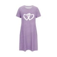 thumbnail image 4 of Taqqpue Women's Nightgowns Short Sleeve Crewneck Sleepshirts Sleepwear Casual Heart Print Pajama Dress Valentines Gifts, 4 of 6