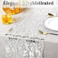 thumbnail image 4 of Tutuviw 1Pc Silver Table Runner, 11in x 29ftGlitter Foil Metallic Thin Mesh Table Runner Decor Rolls, Centerpieces Table Decorations for Party Christmas Thanksgiving Valentine Birthday, 4 of 8