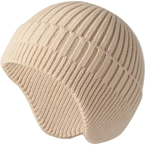 Morttic Men Knitted Hat Women Earflap Winter Hats Unisex Wool Cap Warm Skull Cap Slouchy with Ear Warmer