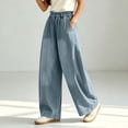 thumbnail image 5 of Women's Fashion Casual High Waist Wide Leg Jeans Loose Fit Simple Style Denim Long Pants Streetwear with Pockets Blue XL(XL), 5 of 7