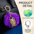 thumbnail image 3 of Uxcell Pom Pom Keychain, 8 cm Soft Cute Fluffy Ball Key Ring, Blue-Green, 3 of 7