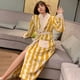 thumbnail image 4 of Bata a rayas para mujer, ropa de dormir con cinturón, ropa de noche de invierno, pijama, camisón de manga larga, ropa de casa de lana cálida, ropa japonesa, 4 of 4