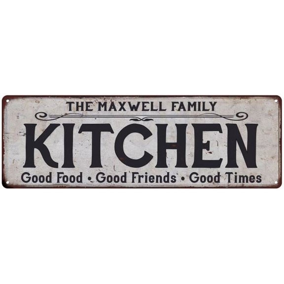 THE MAXWELL FAMILY KITCHEN Gift Chic Metal Sign 6x18 206180039459