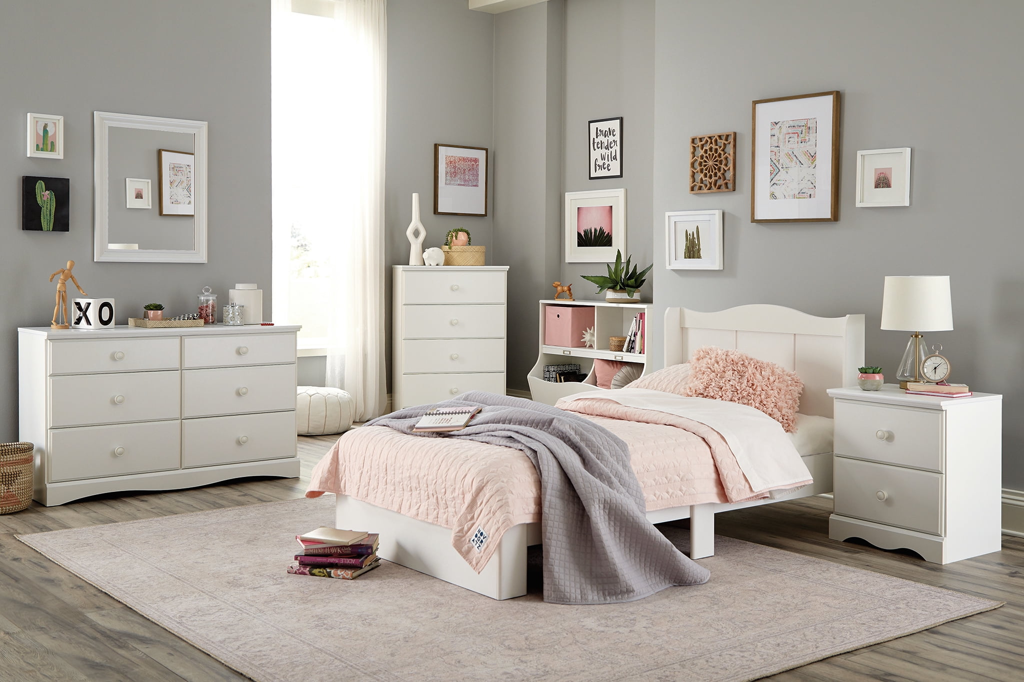Mainstays Storybook Mates Bed, Soft White Finish