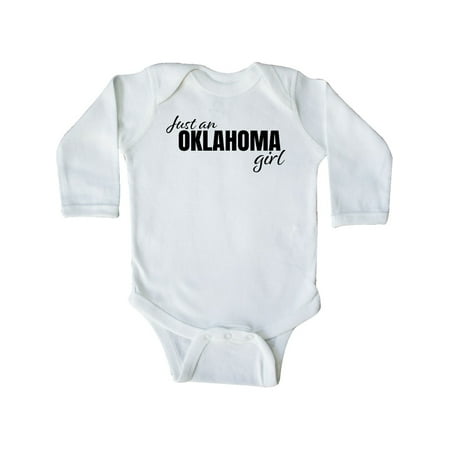 

Inktastic Just an Oklahoma Girl Born and Raised Gift Baby Girl Long Sleeve Bodysuit