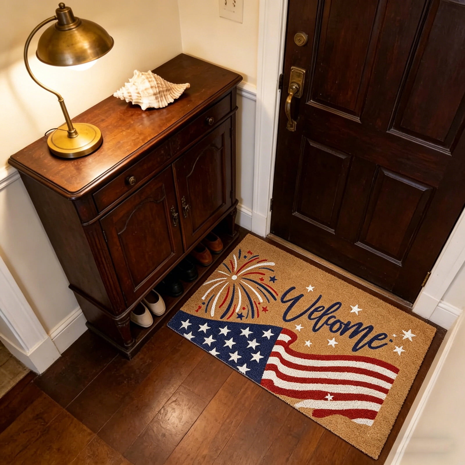 4th of July Door Mat Patriotic Outdoor Doormat 250th Anniversary Doormat Decor USA 4th of July Rug Red White and Blue Welcome Mat for Independence Day Porch Decor,80x50cm