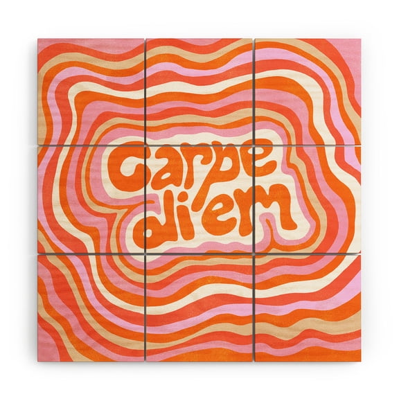 Society6 SunshineCanteen Carpe Diem Retro Wood Wall Mural 4' x 4'