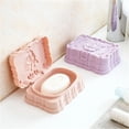 thumbnail image 4 of Inteprter Jabonera rosa con tapa, contenedor de drenaje, caja tallada de flores, estante para baño, dispositivos con fugas de agua, suministros Type5 NO5, 4 of 6