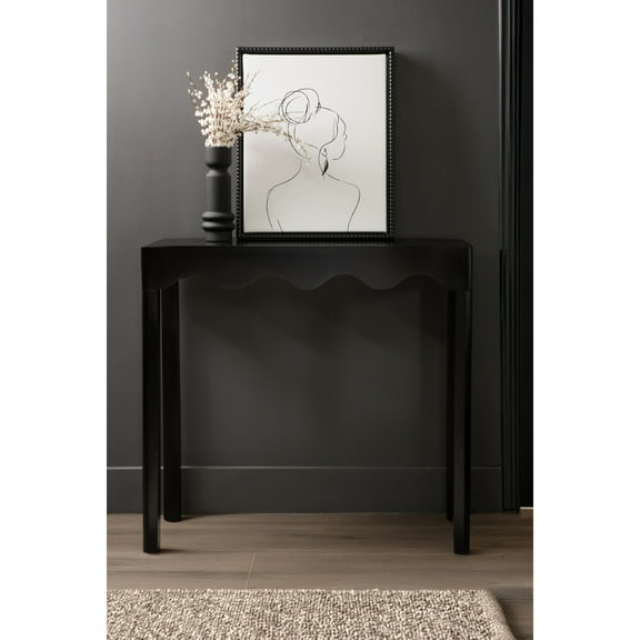 Kate and Laurel Maida Modern Rectangle Wooden Wavy Console Table, 32 x 12 x 30, Black, Transitional Decorative Entryway Table with Wavy Apron for Entry Decor Option