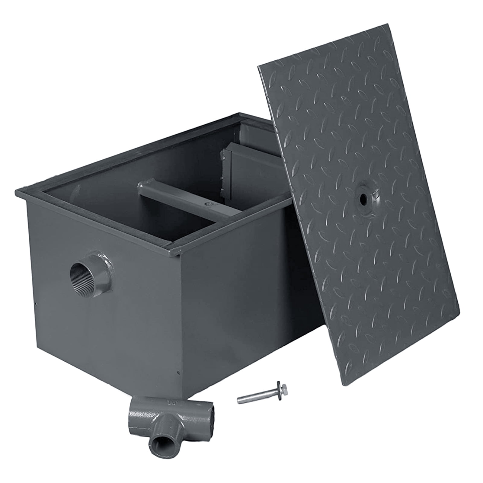 40 LB Carbon Steel Grease Trap Interceptor for Restaurant Under Sink Kitchen | 20 GPM | NSF