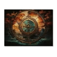 thumbnail image 3 of Designart "Blue Orange Buddhist Art Wheel Of" Spiritual Print on Natural Pine Wood, 3 of 5
