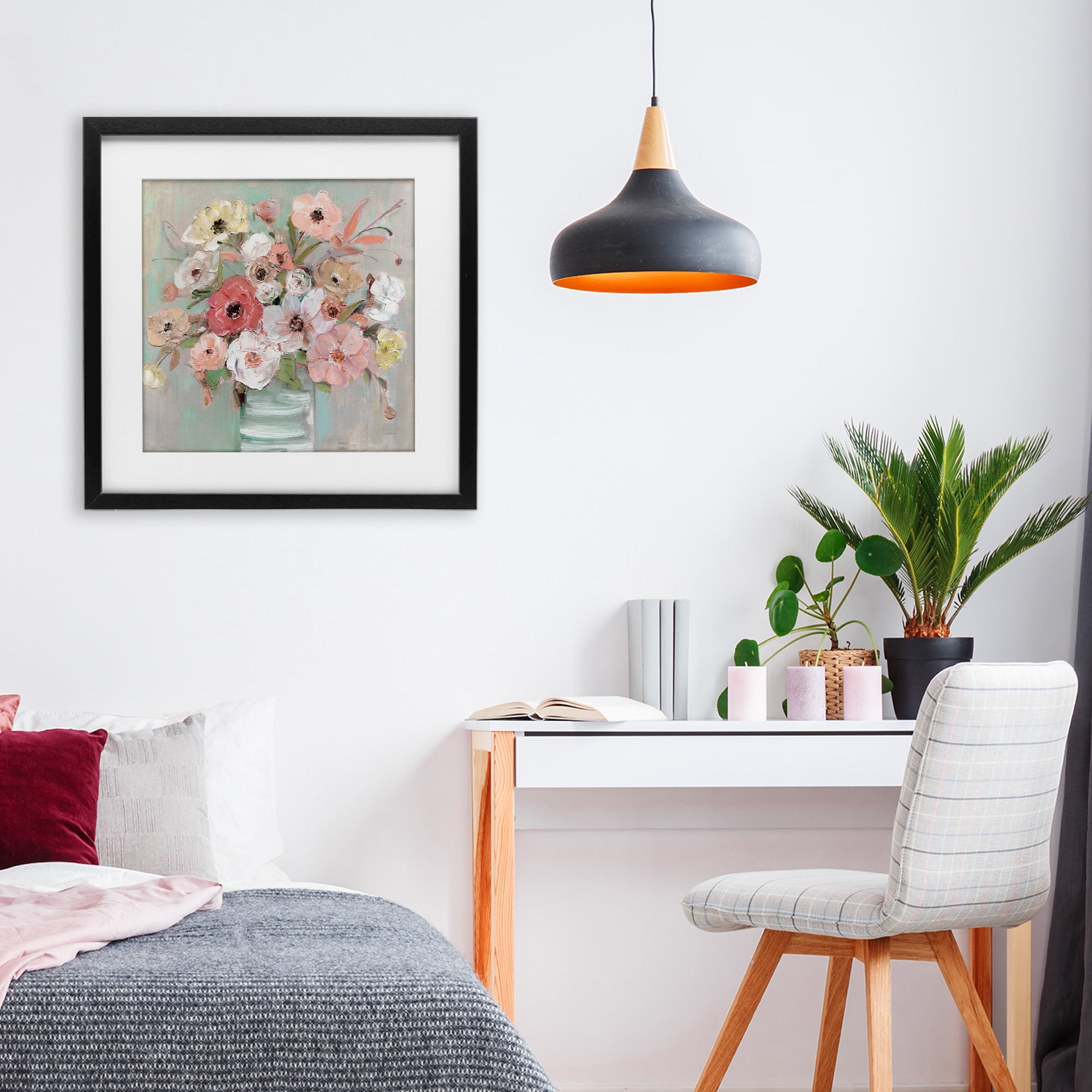 Stupell Industries Pastel Garden Peony Bouquet Black Framed Print Under Glass, design by Sally Swatland