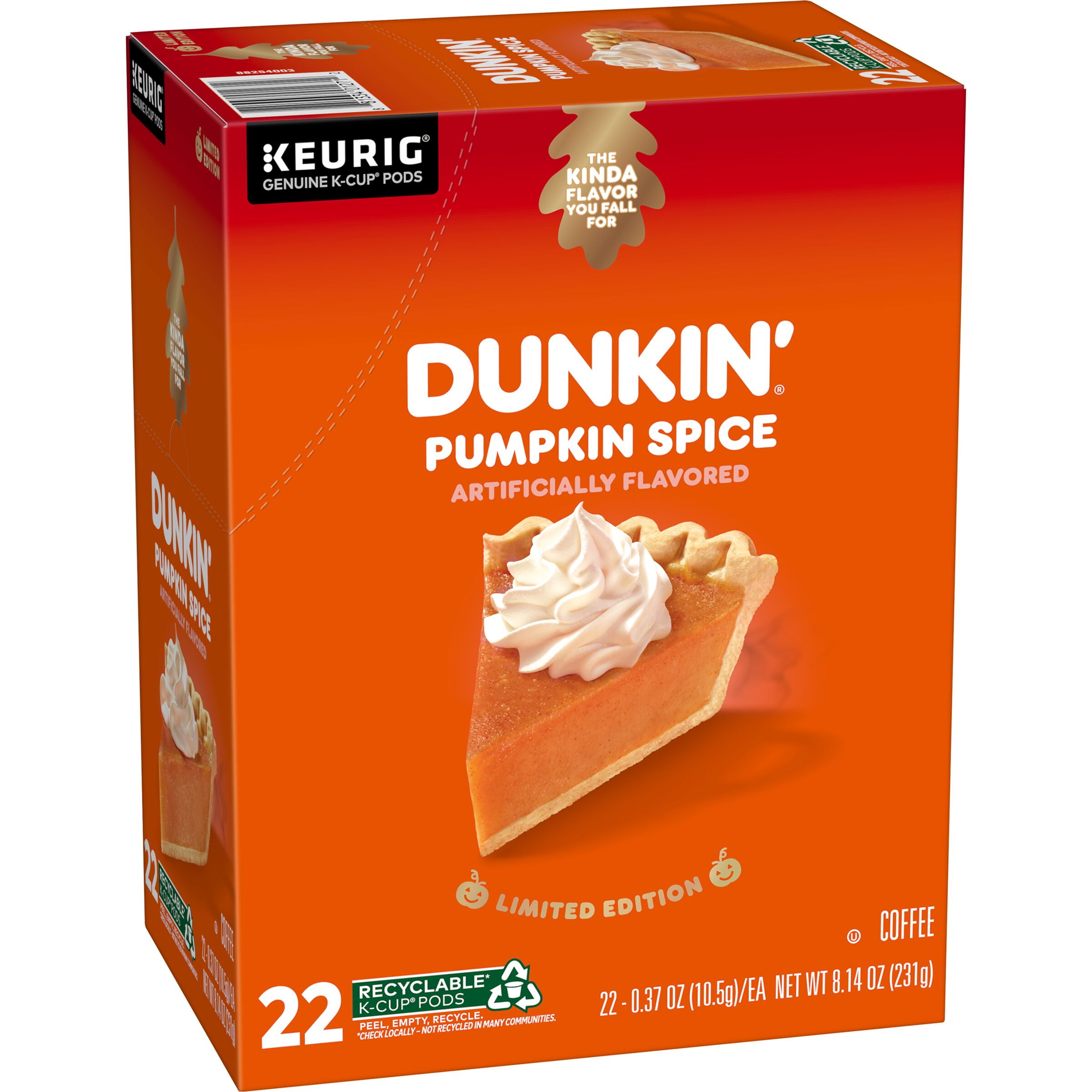 (88 Count) Dunkin' Pumpkin Spice Flavored, Medium Roast K-Cup Coffee Pods