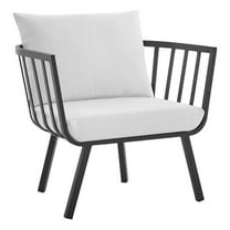 Pemberly Row Modern Outdoor Patio Aluminum Armchair in Gray/White