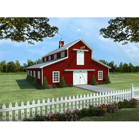 House Plan Gallery - HPG-0741- 741 sq ft - 1 Bedroom - 1 Bath Small Barn / House Plan - Two Story Printed Blueprints - Simple to Build (5 Printed Sets)