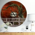 thumbnail image 2 of Designart 'Balcony with Clock and Tree Angels ' Vintage wall clock, 2 of 3