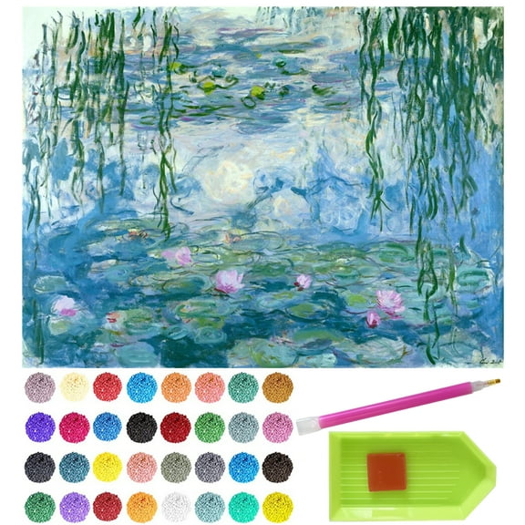 Monet 5D Diamond Painting Kits, Full Drill Famous Diamond Paintings Collection for Home Wall Decor DIY, 12x16in (Water Lily)