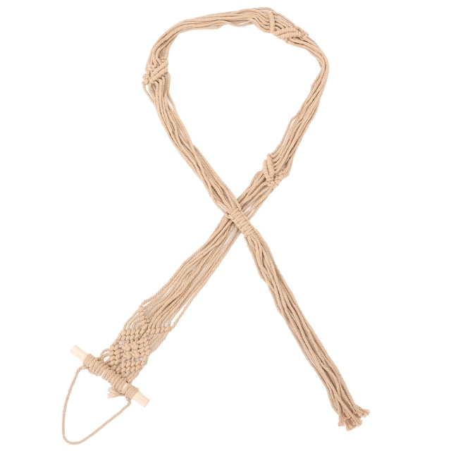 SEWCHICS Wall Mounted Woven Hat Holder Beige Cotton Rope Hat Display Rack for Space Saving