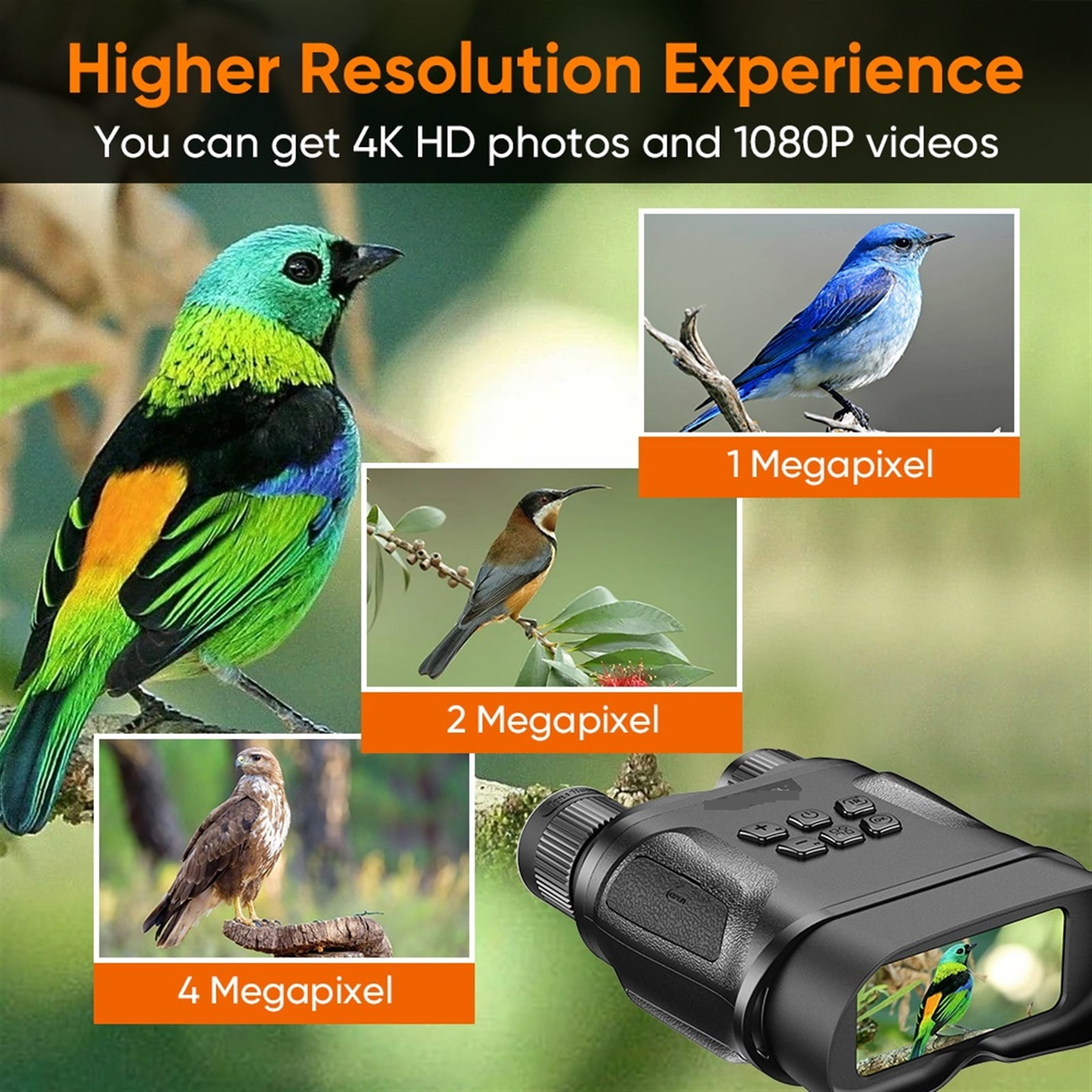 4K Night Vision Binoculars FHD 1080P Digital Infrared Goggles Mil-itary Telescope with 2.3" LCD Screen 32GB Memory Card