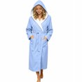 thumbnail image 2 of Bovxnpu Boys Girls Robes Hooded Long Sleeve Big Pocket Mid Length Bath Robe Outfits, 2 of 8