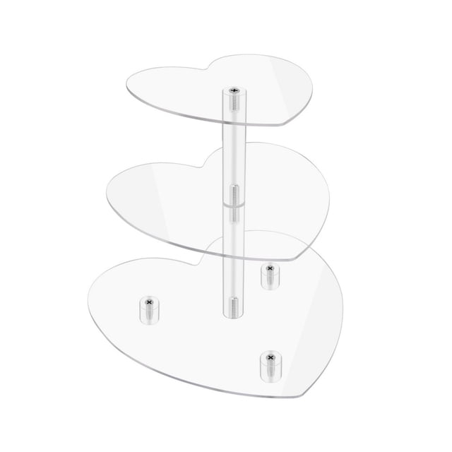 Soporte acrílico de 3 niveles para cupcakes con forma de corazón, soporte para tartas, bandeja transparente escalonada, torre de cumpleaños para mesas de postres, perfumes, fiestas de té, chocolate