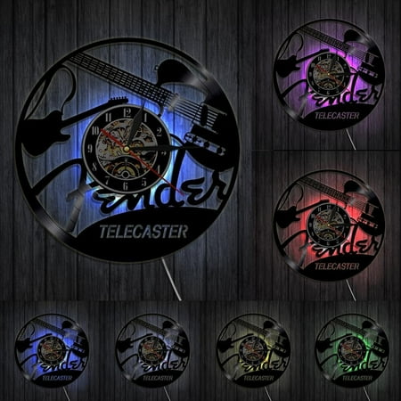 Electric Guitar Design Vinyl Record Wall Clock Musical Instruments Music Studio Unique Modern Art Vintage Vinyl LP Wall Watch