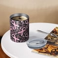 thumbnail image 3 of 12oz Coffee Tumblers Breast Cancer Survivor Pink Ribbon Black Stainless Steel Vacuum Insulated Travel Tumbler Coffee Cups Mug with Lid and Straw with Cleaning Brush for Cold & Hot Drinks, 3 of 5