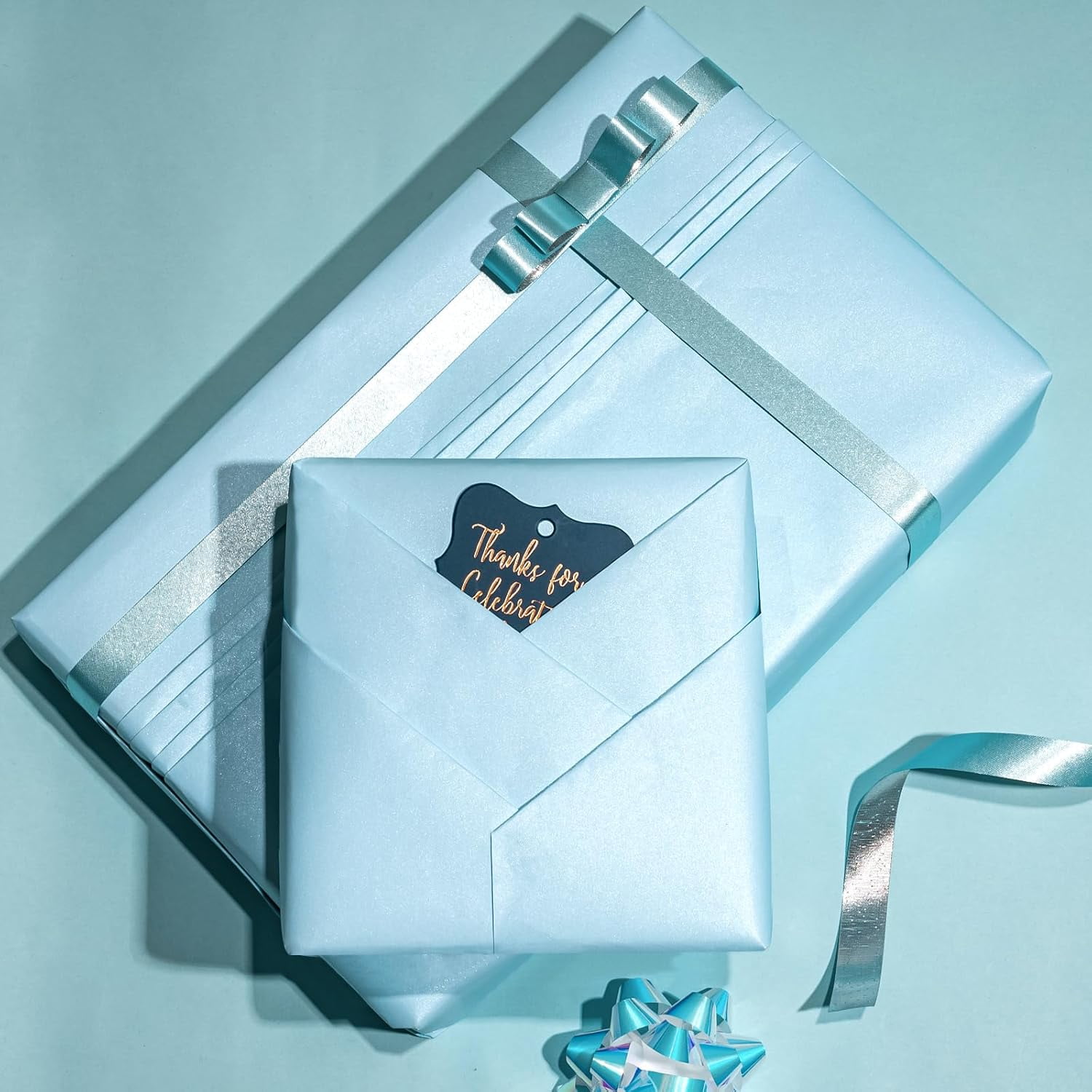 PrimeCook Shop Blue Matte Wrapping Paper - Solid Color Pearly - lustre Paper Perfect for Wedding, Birthday, Christmas, Baby Shower -17 Inches X 32.8 Feet